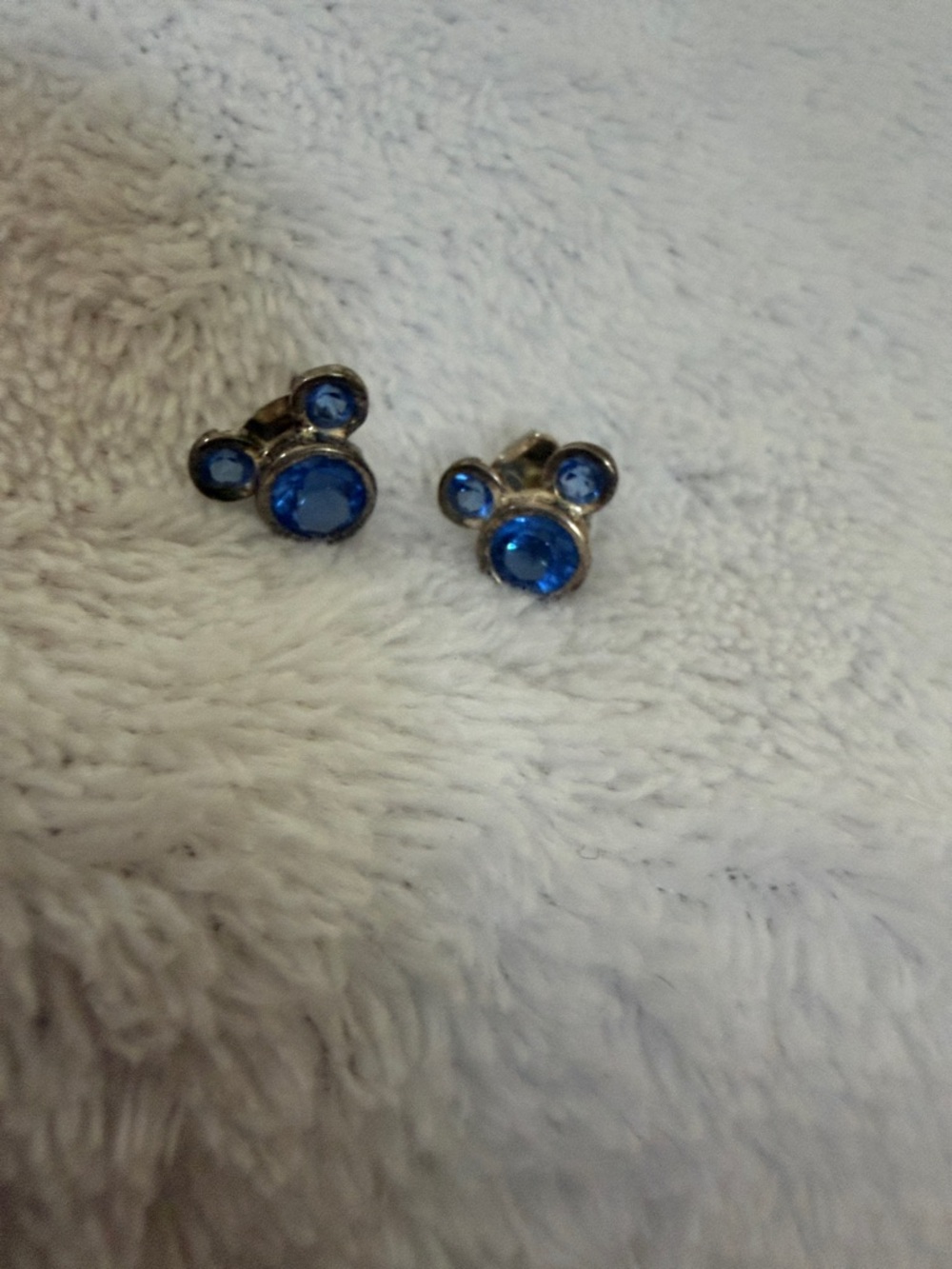Disney Blue Crystal Mickey Silhouette Stud Earrings
